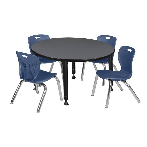 Tables > Height Adjustable > Round Table & Chair Sets, 36 W X 36 L X 23-34 H, Grey, Regency, Mfr#: TB36RNDGYAPBK45NV